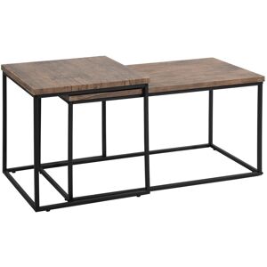 Urban Meuble Ensemble moderne de tables basses gigognes effet bois Transparent 90x50x50cm