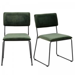 Meubles & Design Lot de 2 chaises en velours style moderne vert