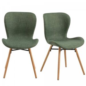 Meubles & Design Lot de 2 chaises en tissu pieds bois vert