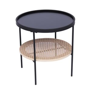 Nordlys Table d'appoint en métal avec rangement en rotin naturel