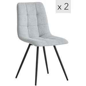 Nordlys Lot de 2 chaises scandinaves en metal et tissu gris