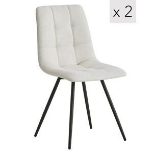 Nordlys Lot de 2 chaises scandinaves en metal et tissu beige