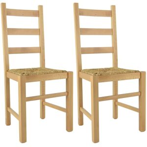 Altobuy Lot de 2 chaises naturelles et assises en paille