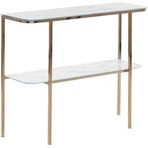 Beliani Console en verre et acier effet marbre blanc et dore