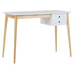 Beliani Bureau effet bois clair blanc 106 x 48 cm avec 1 tiroir Blanc 106x77x48cm