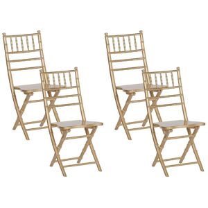 Beliani Lot de 4 chaises pliantes en bois dore