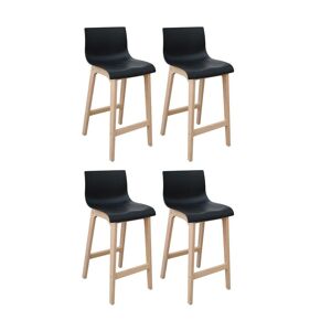 Mob In Tabourets d'ilot 65 cm pieds chene assise plastique noire - Lot de 4