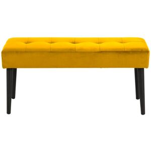 Meubles & Design Banc contemporain en velours matelasse et pied en metal moutarde