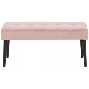 Meubles & Design Banc contemporain en velours matelasse et pied en metal rose