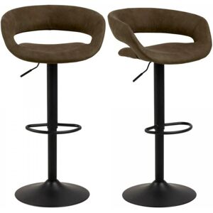 Meubles & Design Lot de 2 tabourets de bar confortables en tissu chocolat Marron 55x104x49cm