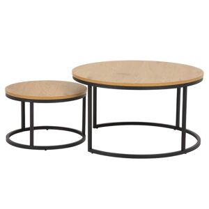 Meubles & Design Tables basses rondes gigognes en bois et métal noir