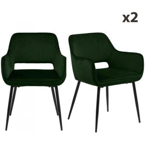 Meubles & Design Lot de 2 chaises modernes avec accoudoirs en velours vert