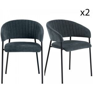 Meubles & Design Lot de 2 chaises contemporaines en tissu bleu