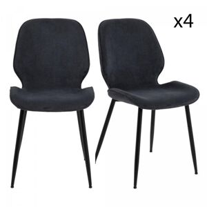 Meubles & Design Lot de 4 chaises design en velours pieds noir gris