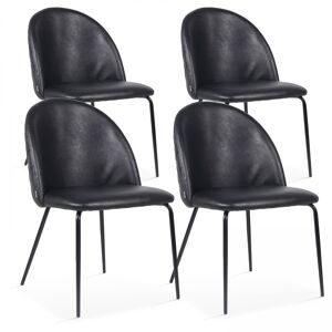 Oviala Lot de 4 chaises en textile enduit noir - Publicité
