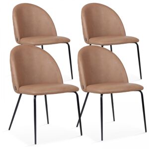 Oviala Lot de 4 chaises en textile enduit marron clair - Publicité