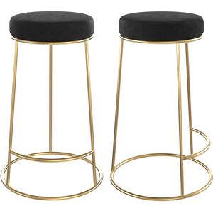 Rendez-Vous Deco Tabouret pour îlot central 63 cm en velours noir (lot de 2)