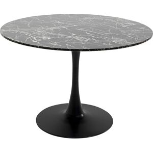 Kare Design Table à manger 6 personnes ronde effet marbre noir D110 Noir 110x72x110cm