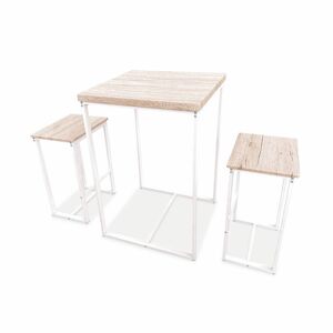 sweeek Set table haute avec 2 tabourets de bar Blanc 60x88x60cm