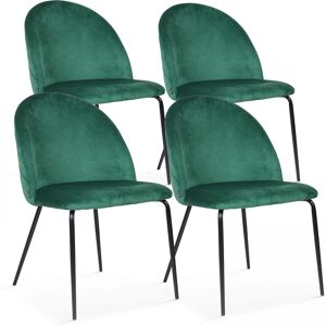 Oviala Lot de 4 chaises en velours vert foncé - Publicité