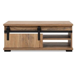 Calicosy Table Basse avec Porte Coulissante L100 cm - Decor Bois Clair