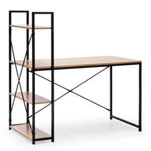 HOMN Bureau noir, 3 étagères, style industriel, 120 cm longueur Noir 120x120x64cm