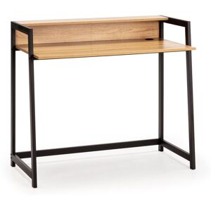 HOMN Bureau noir, 1 étagère, style industriel, 104 cm longueur