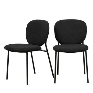 Drawer Lot de 2 chaises en tissu bouclette et métal noir - Publicité