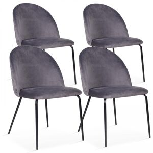 Oviala Lot de 4 chaises en velours grises - Publicité