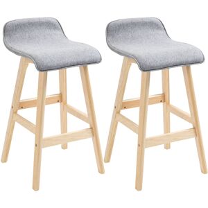 Homcom Lot de 2 tabourets de bar style scandinave bois tissu gris