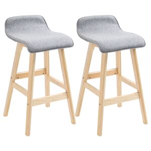 Homcom Lot de 2 tabourets de bar style scandinave bois tissu gris - Publicité