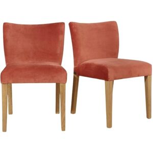 Robin des Bois Lot de 2 chaises en velours et pieds chêne tomette Rouge 55x83x50cm