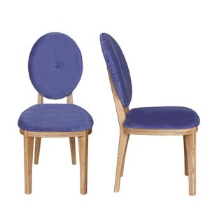 Robin des Bois Lot de 2 chaises en chêne et velours bleu indigo