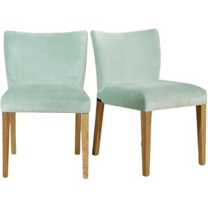 Robin des Bois Lot de 2 chaises en velours et pieds chêne céladon Vert 55x83x50cm