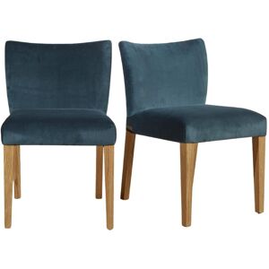 Robin des Bois Lot de 2 chaises en velours et pieds chêne bleu paon Bleu 55x83x50cm