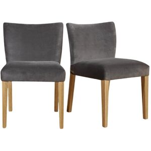 Robin des Bois Lot de 2 chaises en velours et pieds chêne gris rhino Gris 55x83x50cm