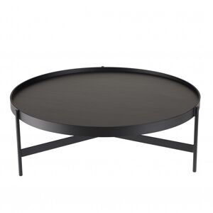 MACABANE Table basse ronde noire 102x102cm piètement métal Noir 102x35x102cm