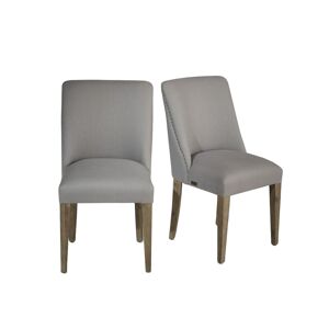 Robin des Bois Lot de 2 chaises en bois et tissus Gris souris