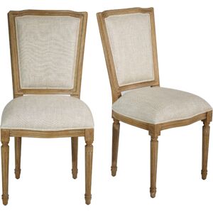 Robin des Bois Lot de 2 chaises en bois et lin Lin premium Beige 49x96x59cm