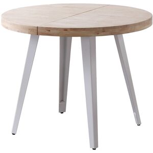 Mathi Design Table repas ronde extensible bois et acier blanc Blanc 180x76x100cm