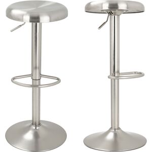 Rendez-Vous Deco Tabouret de bar reglable en metal brosse 60/82 cm (lot de 2) Gris 39x82x39cm