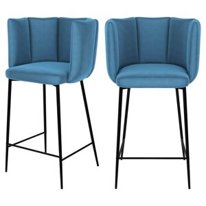 Rendez-Vous Déco Chaise pour îlot central 67 cm en velours bleu (lot de 2) Bleu 57x88x54cm