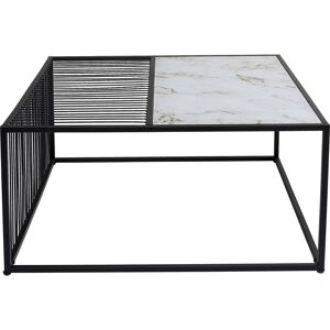Kare Design Table basse carrée en verre effet marbre blanc et acier - Publicité