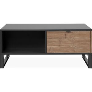 Homifab Table basse 1 tiroir anthracite et effet chene 108 cm Gris 108x45x60cm