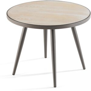 Oviala Table basse ronde avec plateau imitation bois