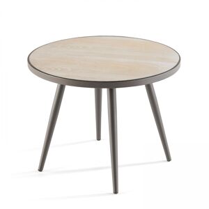Oviala Table basse ronde avec plateau imitation bois