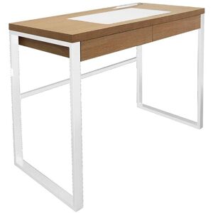 The Home Deco Factory Bureau en metal et bois industriel l. 100 x h. 74 cm blanc