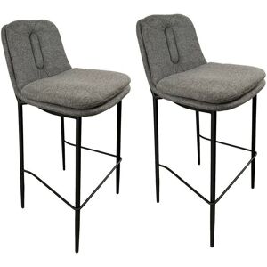 Mathi Design 2 Chaises de bar en tissu gris Anthracite Gris 42x98x44cm