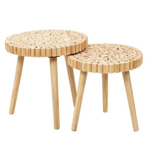 Toilinux Duo de tables gigognes en mdf effet rondins de bois marron