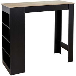 Toilinux Table de bar mange debout avec 4 niches de rangement en mdf noir